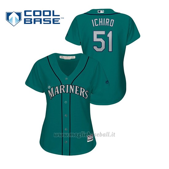 Maglia Baseball Donna Seattle Mariners Ichiro Suzuki Cool Base Majestic Verde
